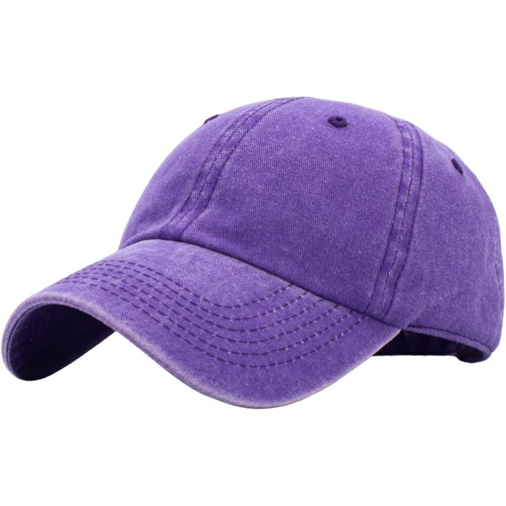 Unisex Purple Pigment Dyed 100% Cotton Adjustable Classic Baseball Plain Dad Hat